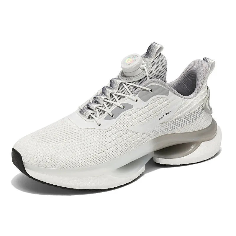 Rotating button running shoes in low-top design with buckle fastening and mesh upper