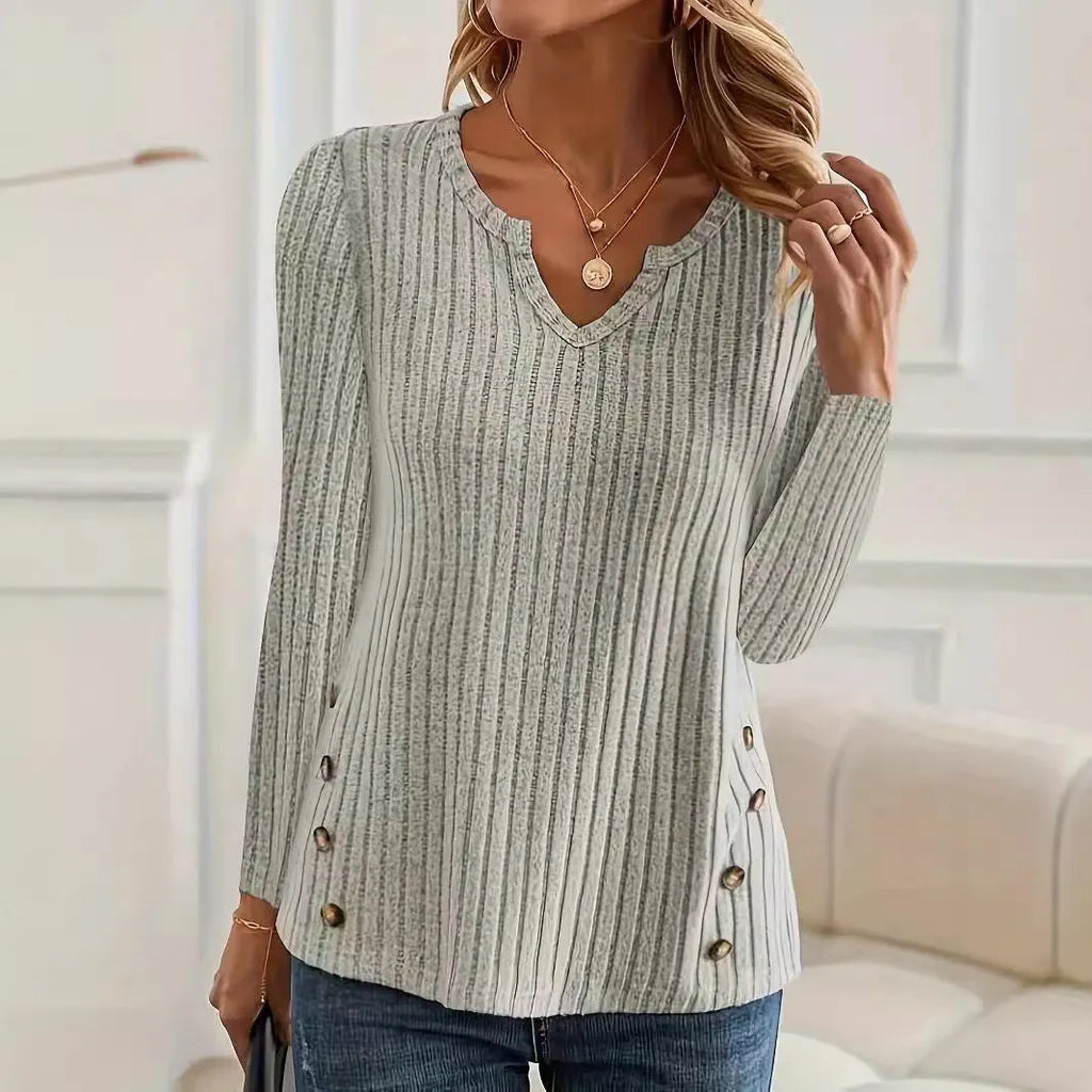Japanese Korean style solid colour button sweater pullover with regular sleeves