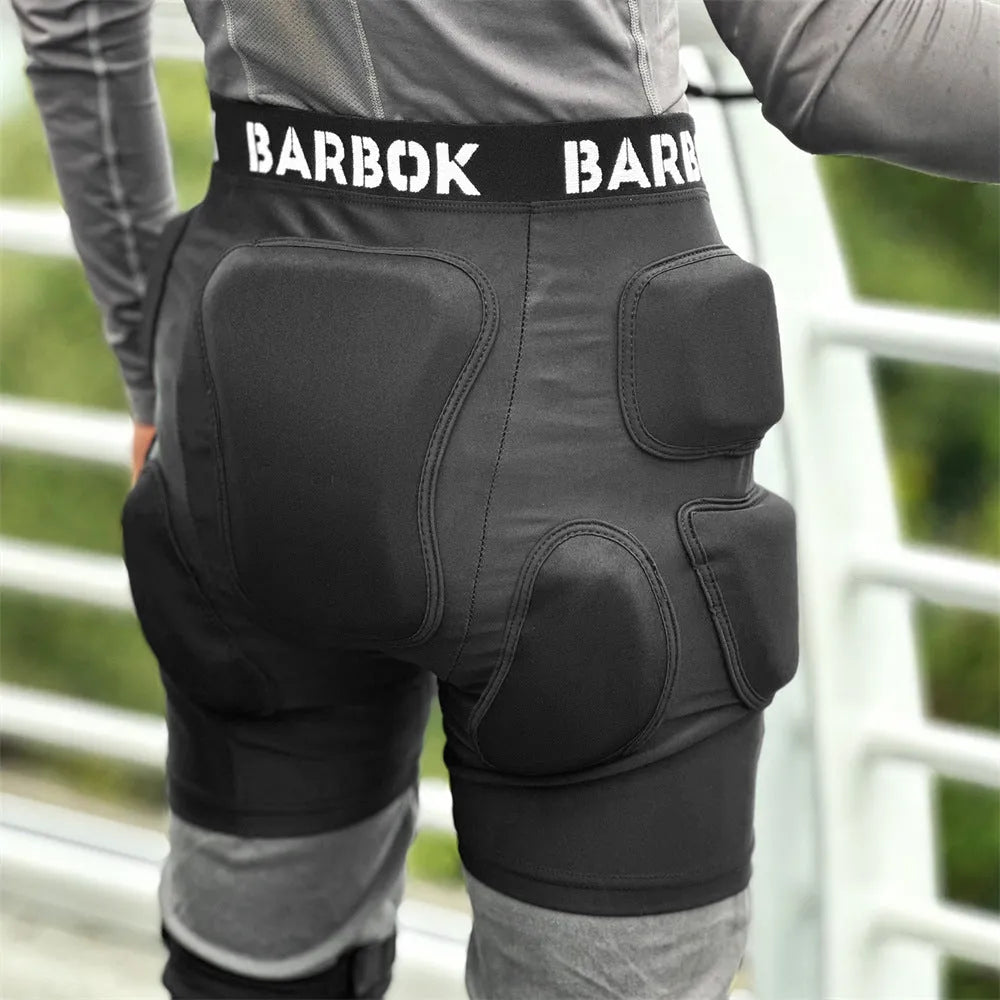 Black spandex and NBR protective hip pad for skating and skiing safety
