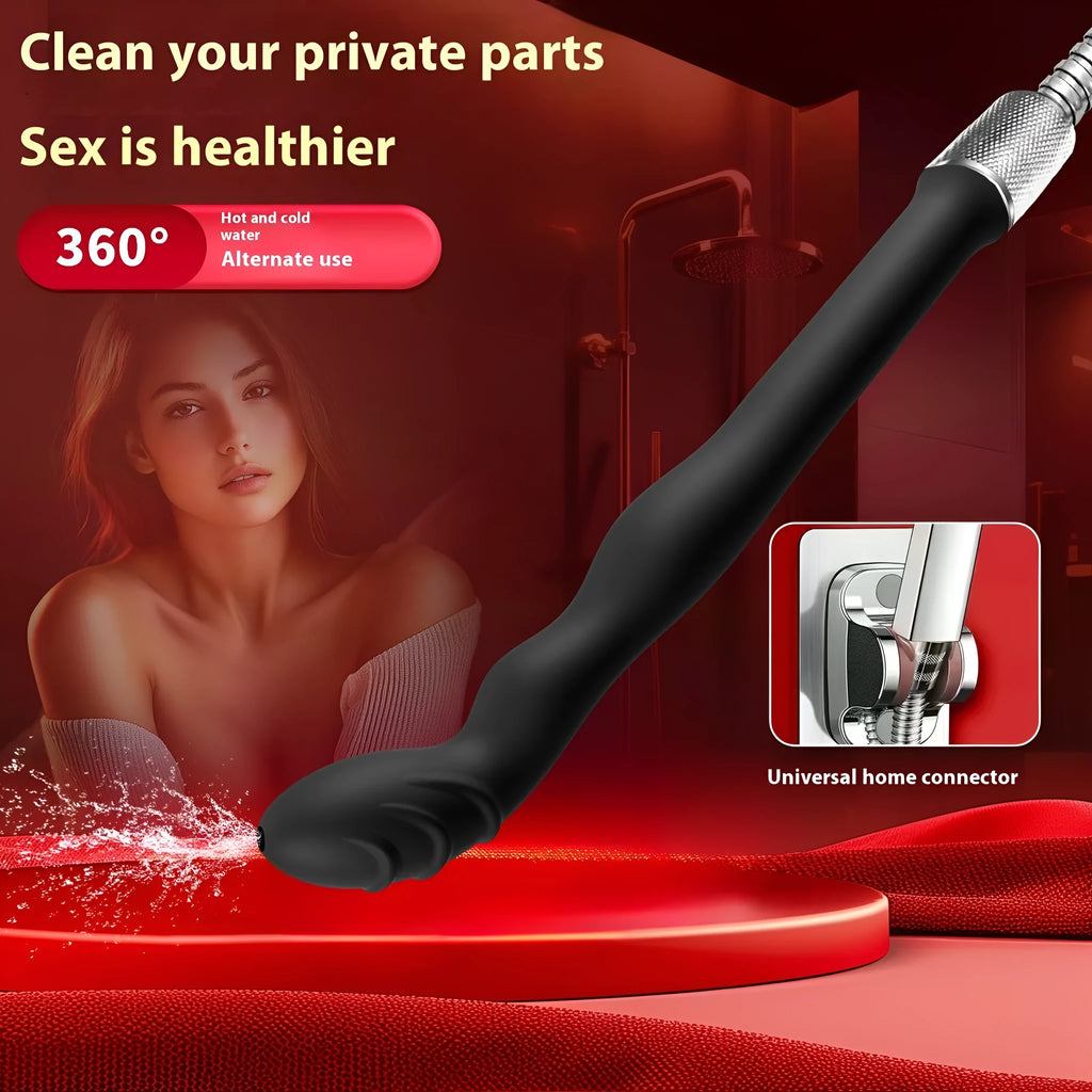 Black silicone hosepipe flusher enema device for colon cleansing