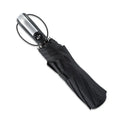 Automatic opening triple-fold business sun-shade umbrella in black colour with steel ribs and rubber handle