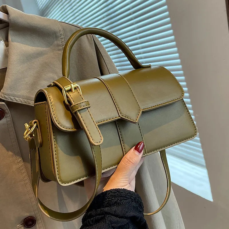 Women's beige PU leather messenger bag with horizontal file organiser and sandwich pocket