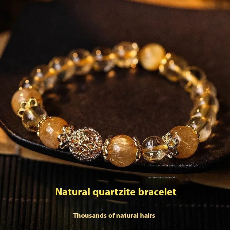 Retro citrine lucky bracelet for women in artificial crystal with gold electroplated finish.