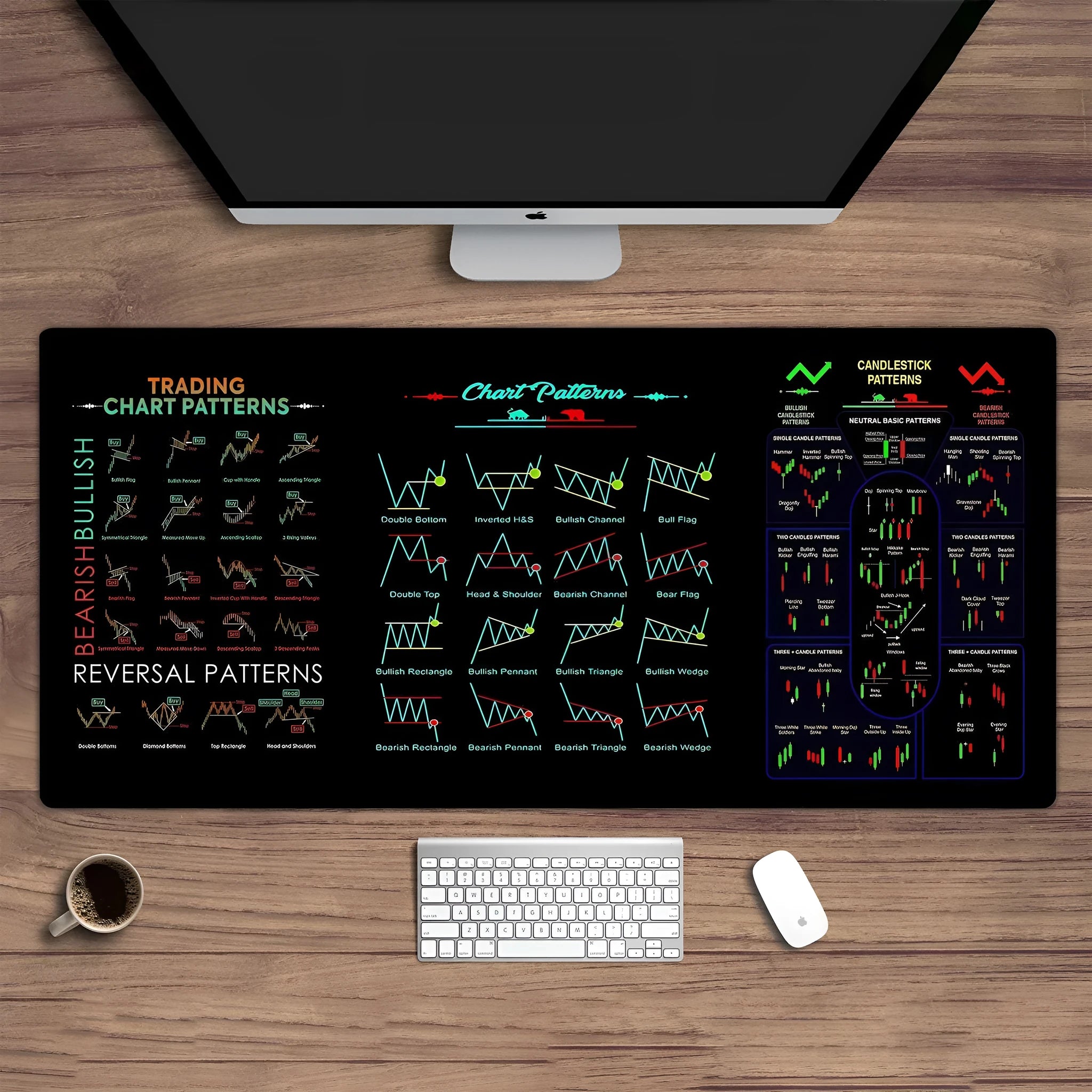 Black rubber mouse pad with printed calculator grid, anti-slip surface for office desks