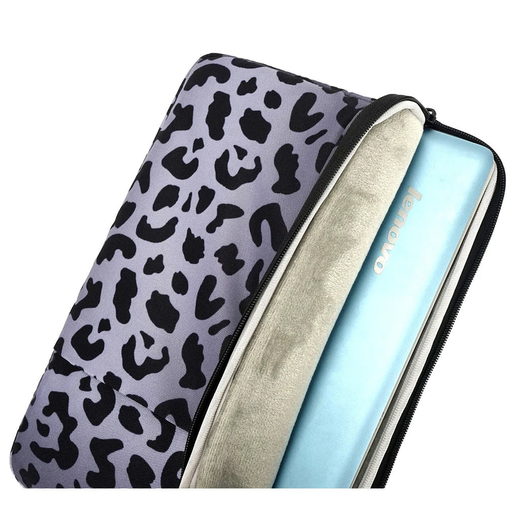 Leopard print polyester laptop sleeve for 13-inch to 16-inch computers