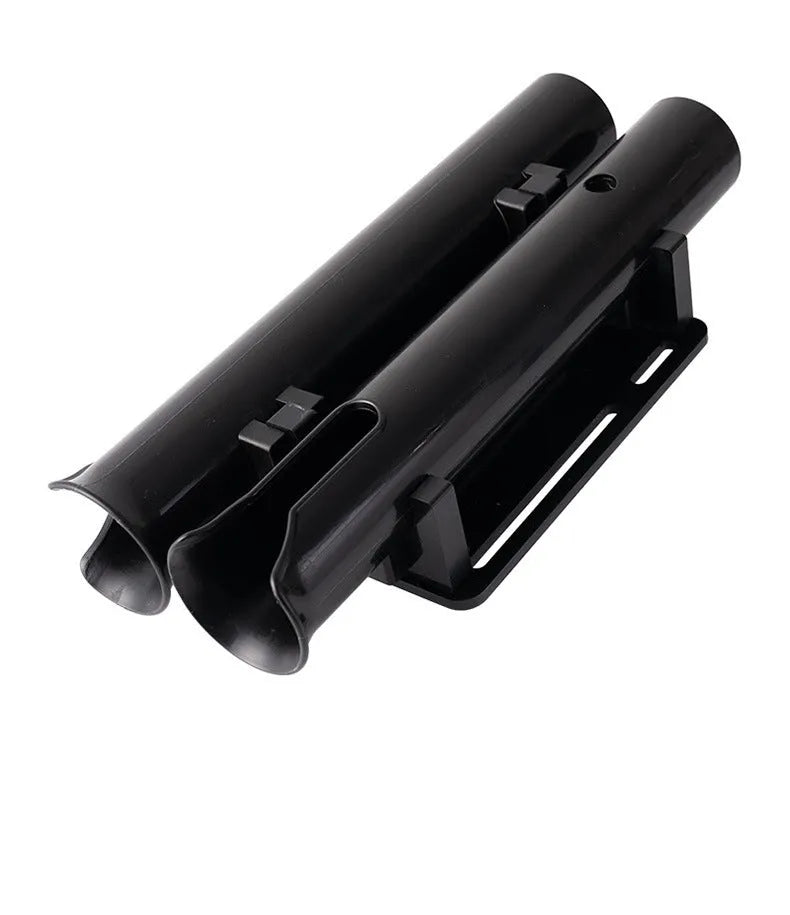 Plastic fishing rod rack with carbon fibre frame for bicycle and motorcycle attachment