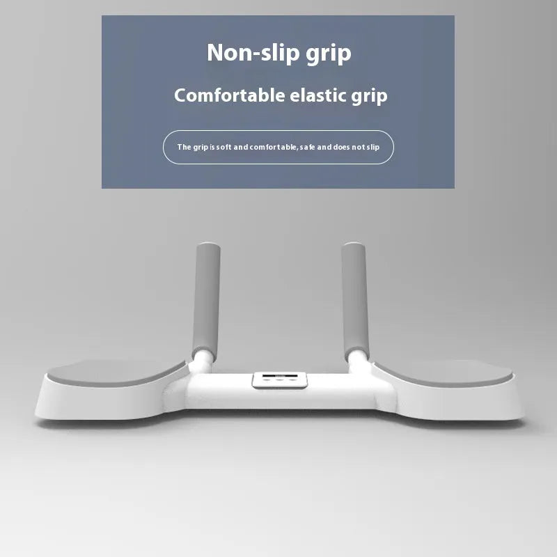 White flat support trainer with alloy aluminium frame on a wooden floor.