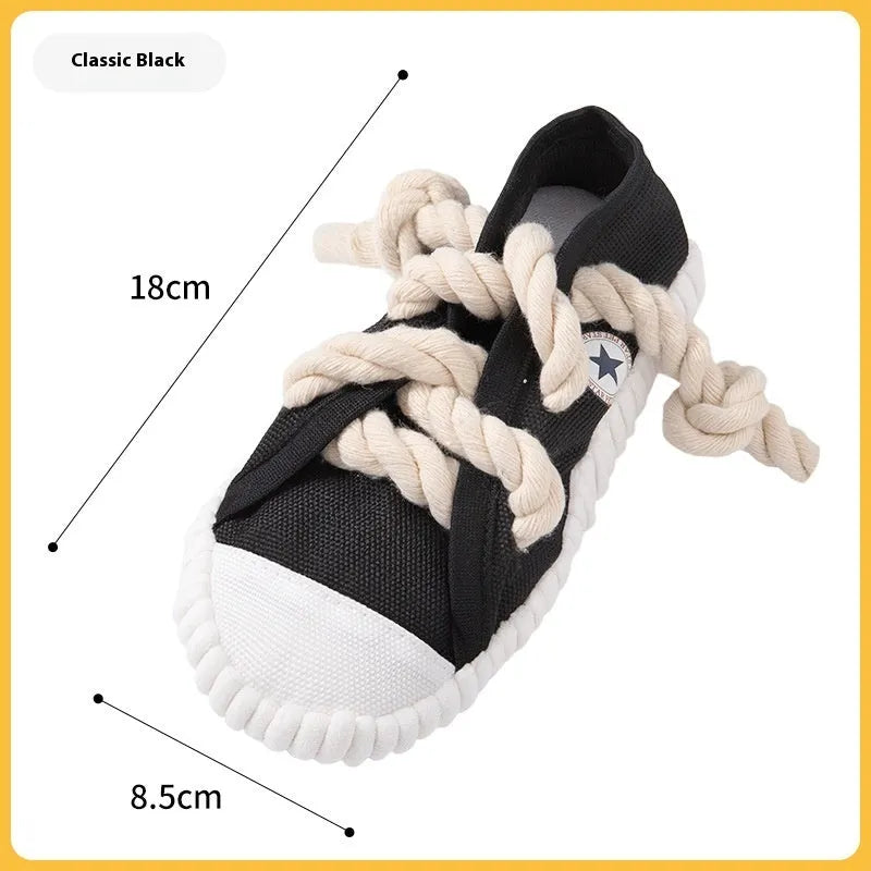 Plastic dog chewing toy with slippers design in choice of three colours for molar relief