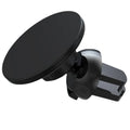 Black aluminium magnetic car phone holder mounted on vehicle air vent