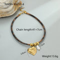 Geometric leopard print stainless steel necklace with gold plating on adjustable 41-50cm chain