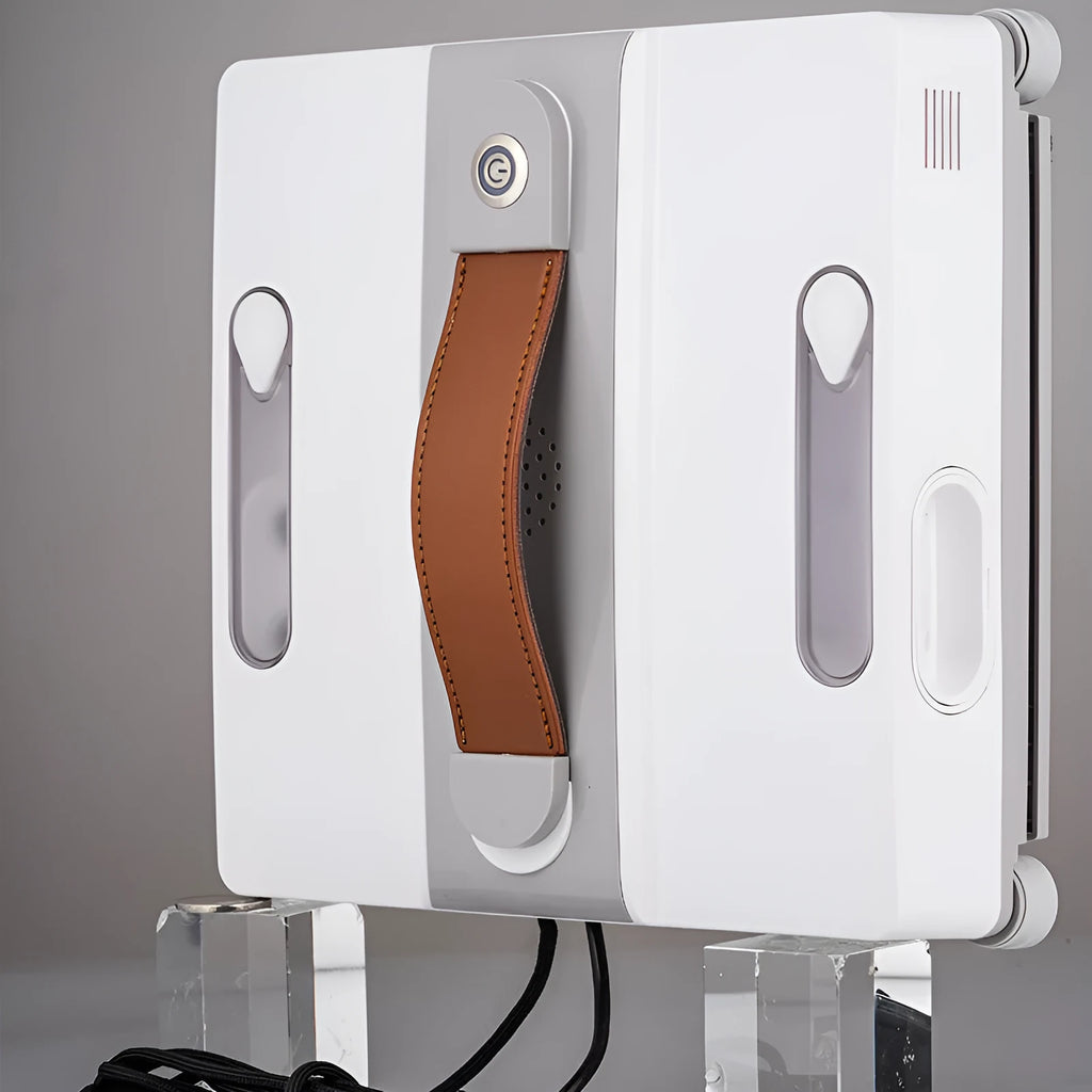 White intelligent window cleaning robot with dimensions 220mm by 220mm by 70mm