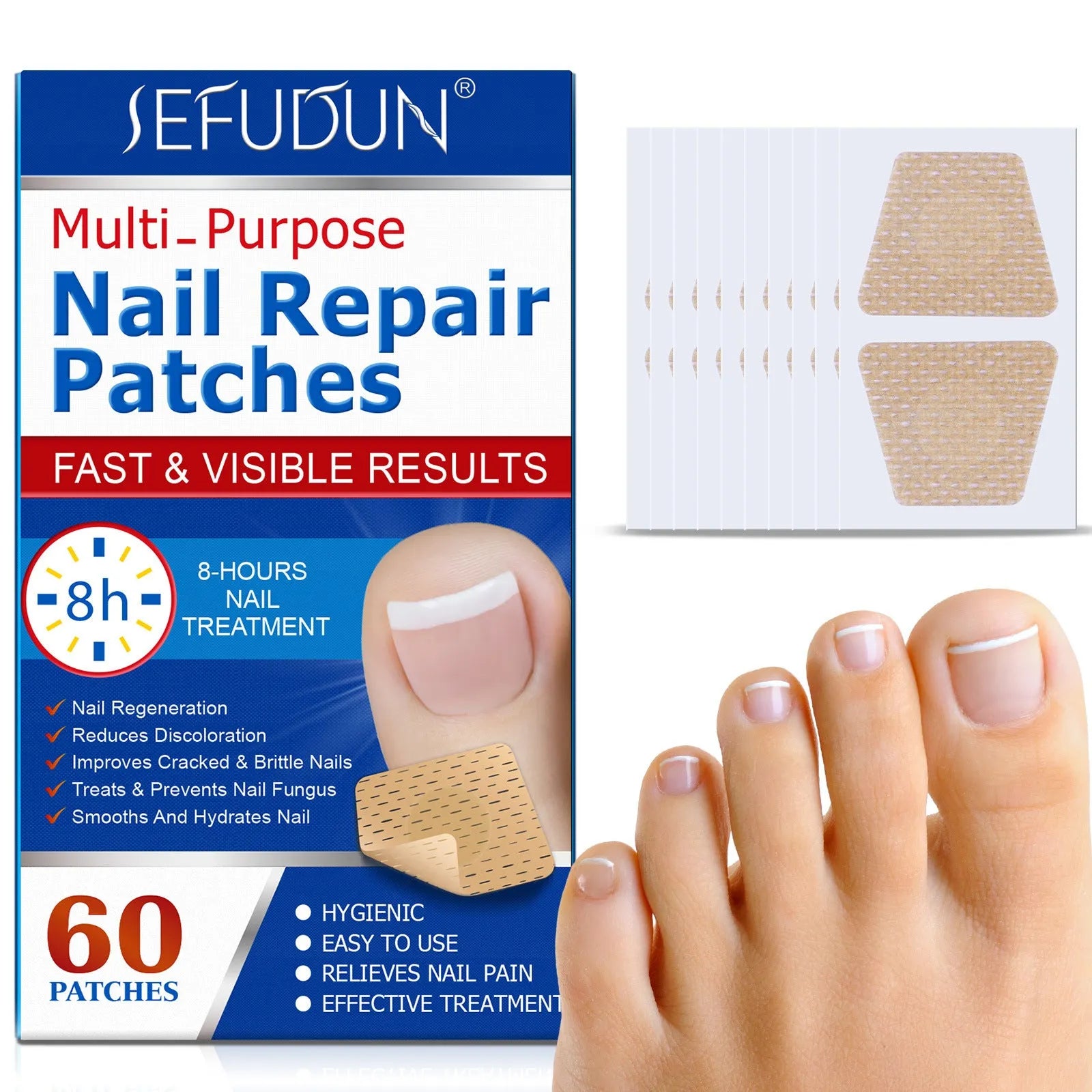 Pack of 60 gray nail correction stickers for brittle nail repair and strengthening
