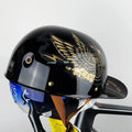 Full face ABS motorcycle helmet with blue lens in Black Flywheel colour for men and women