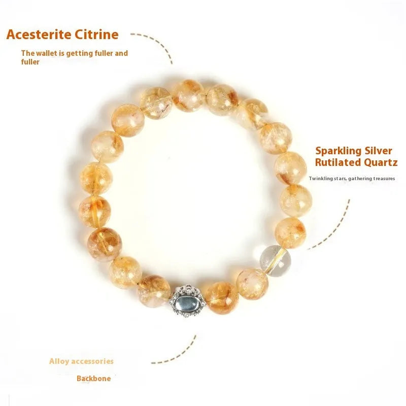 Citrine geometric bracelet with 10mm stones on wrist
