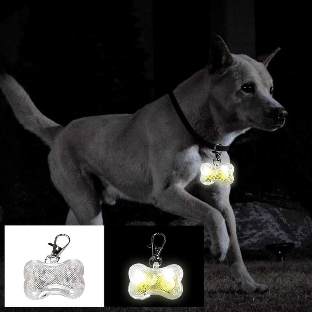 LED bone-shaped luminous pendant for pet collars in multiple colours