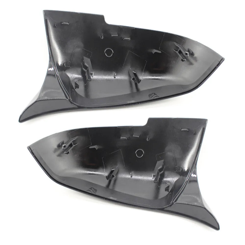 Pair of paint bright black modified horn rearview mirror shells for BMW 3 and 4 Series F-chassis models