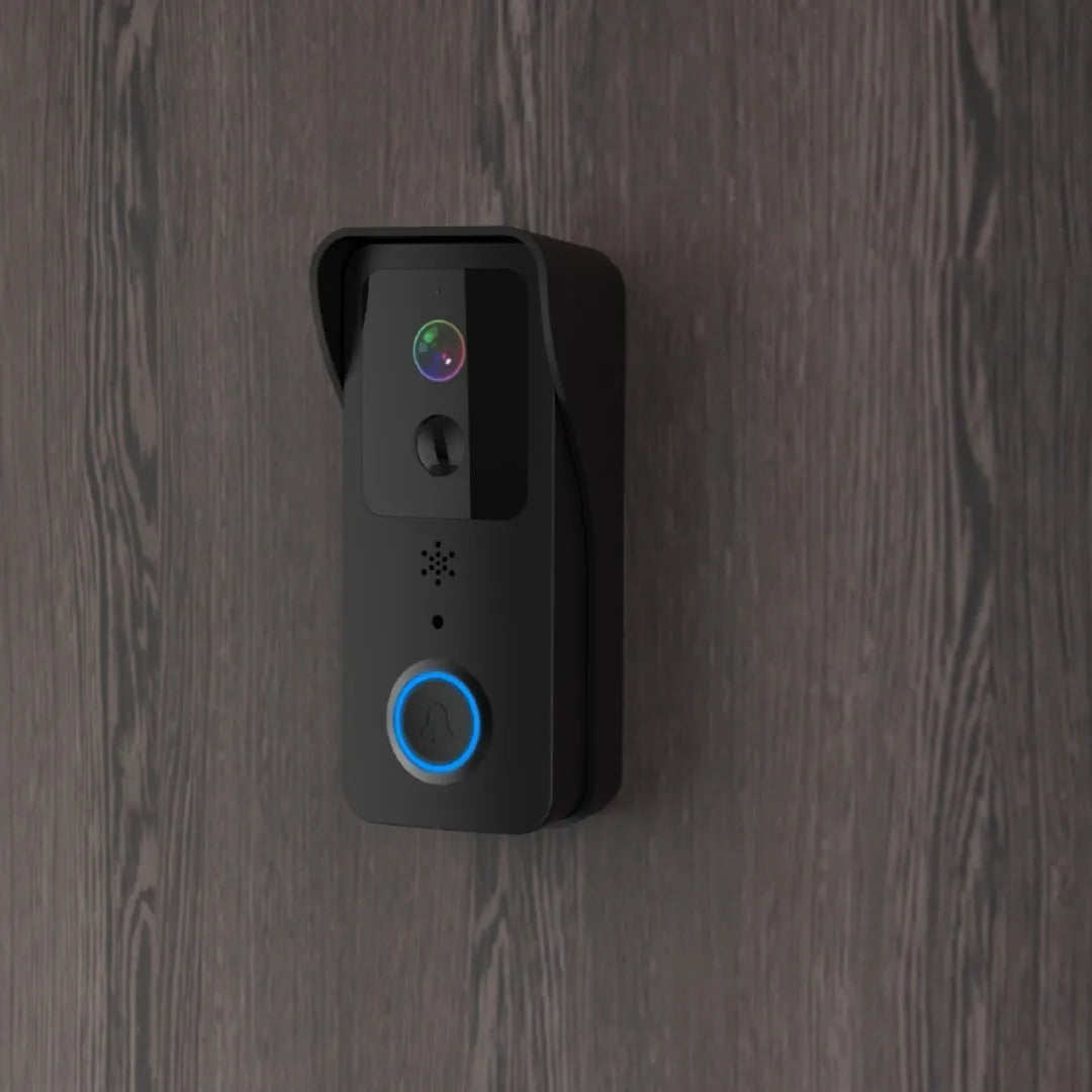 Black or white waterproof visual doorbell with HD camera lens and smart home security features