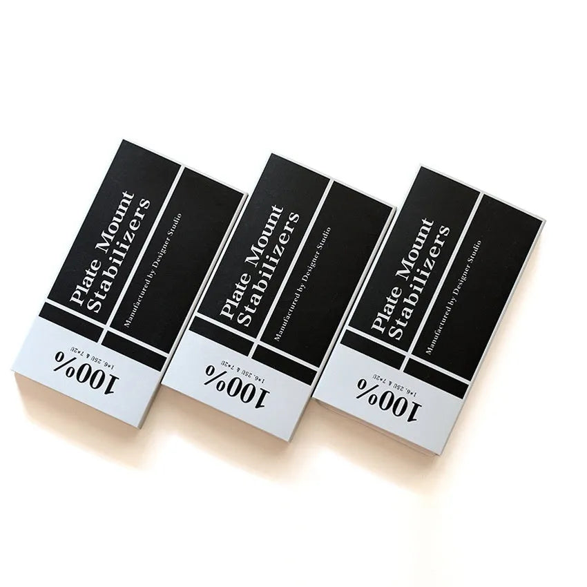 Keyboard stabiliser accessories set showing black and milky white 6.25U and 7U satellite axis stabilisers