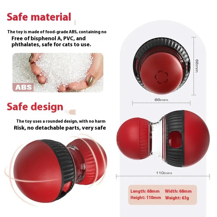 Rotating plastic cat toy with food dropping mechanism and sound effects