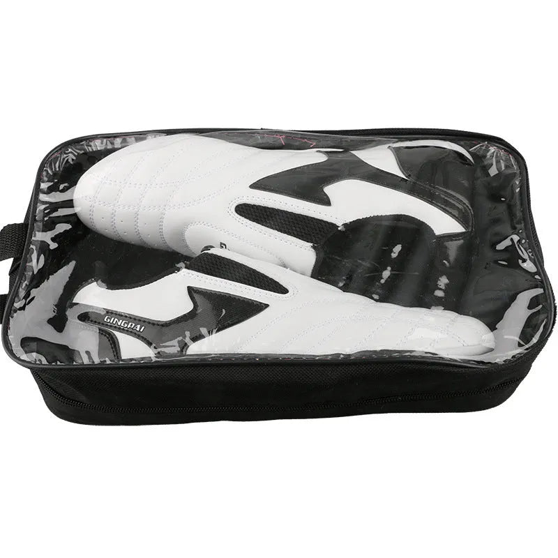 Black and white children's professional martial arts training shoes with soft bottom design