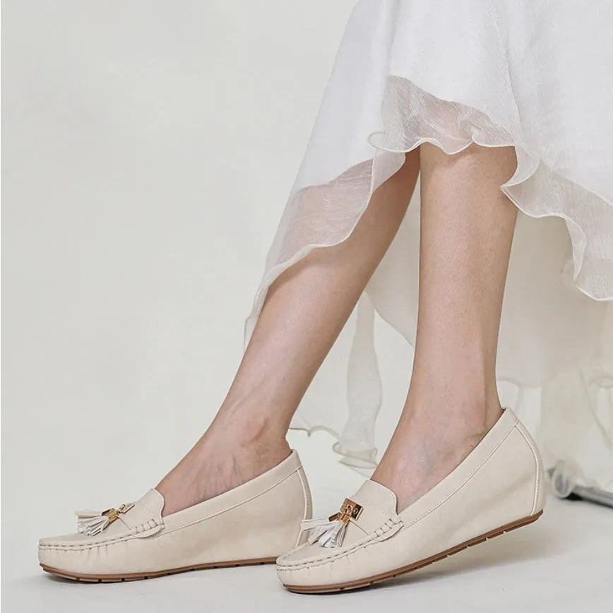Flat heel height increasing insole casual work shoes in artificial PU with 3-5cm mid heel
