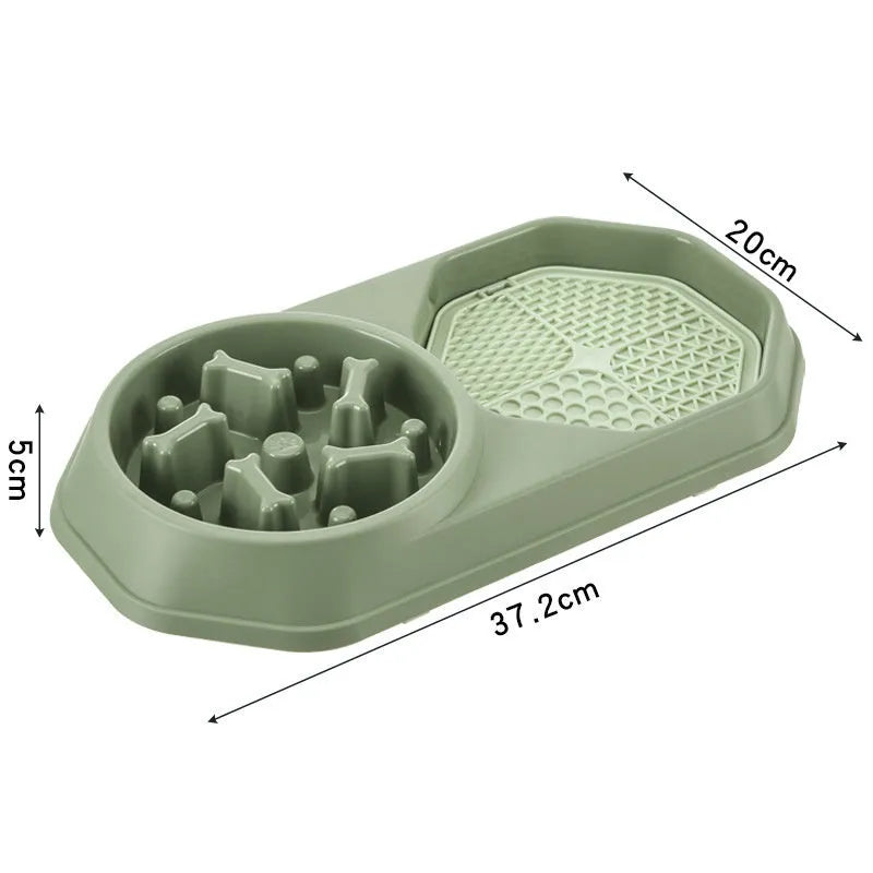 37cm diameter slow feeder dog bowl puzzle mat in blue, green, pink or yellow with non-slip base