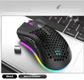 Hollow-out design wireless gaming mouse with luminous charging in black, cyan or white