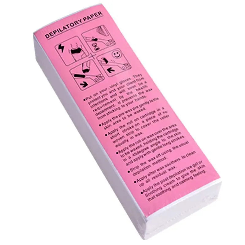 Non-woven fabric hair removal wax paper strips in 50 or 100 piece packs