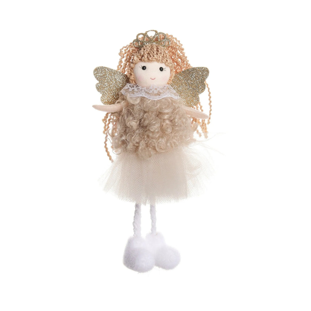 Christmas angel fabric pendant for girls' high ponytails in white, pink and khaki colours