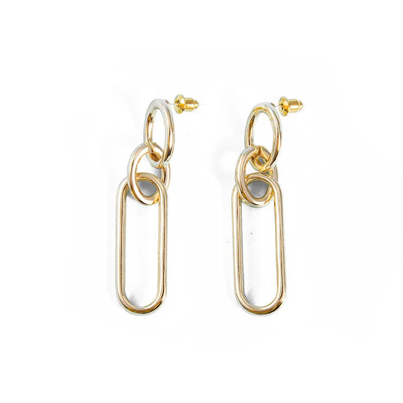 Sterling silver needle colour geometry hoop earrings with ring and line design elements