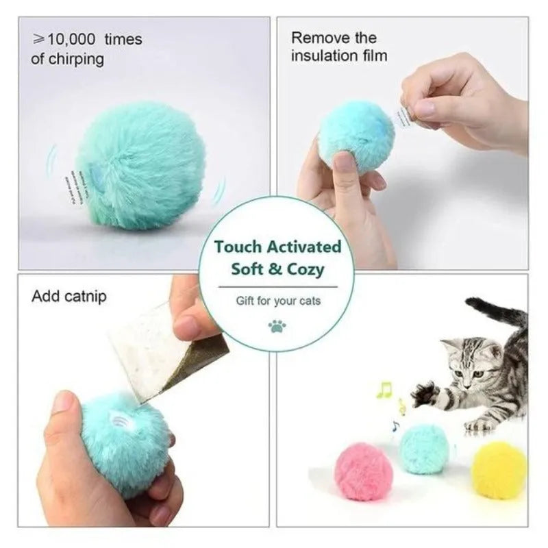 55mm colourful pet toy ball that makes animal sounds when touched by pets