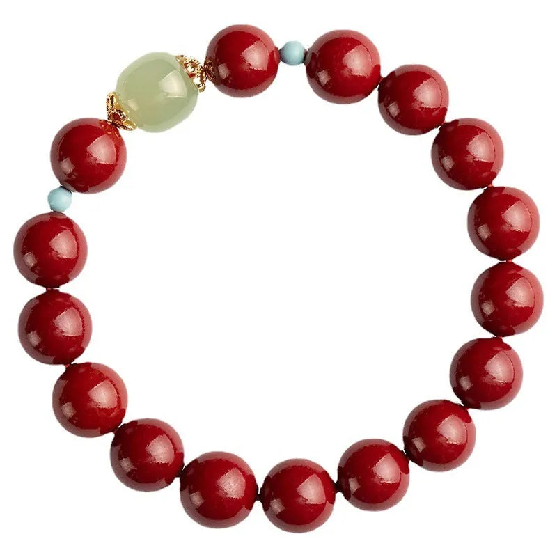Purple Gold Sand cinnabar geometric bead bracelet with coated metal links in 6mm, 8mm or 10mm sizes