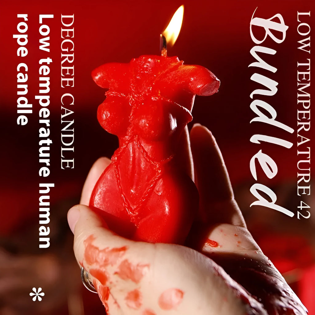 Low temperature sensual massage candle in soy wax, shown in Rose Red colour.
