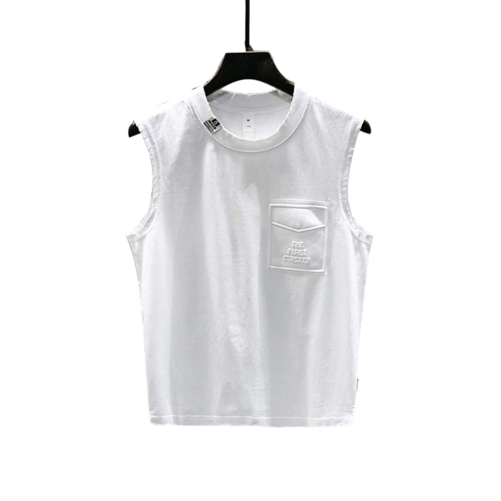 Cotton sleeveless t-shirt loose fit in black or white colour with straight hem design