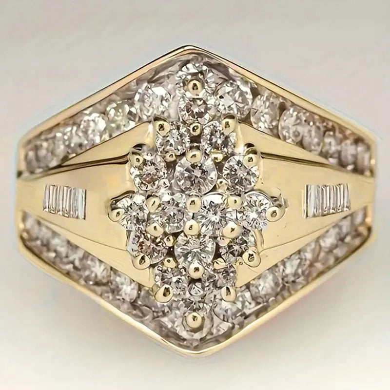 Gold electroplated copper ring geometric shape unisex size no 8