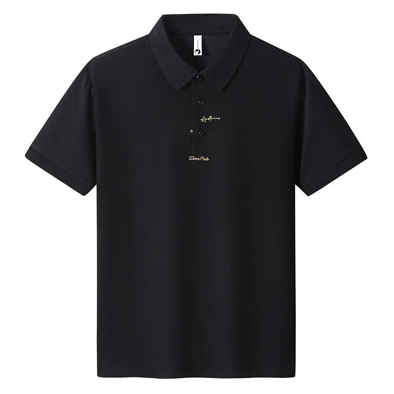 Men's loose casual cotton t-shirt with a letter pattern, shown in multiple colour options.
