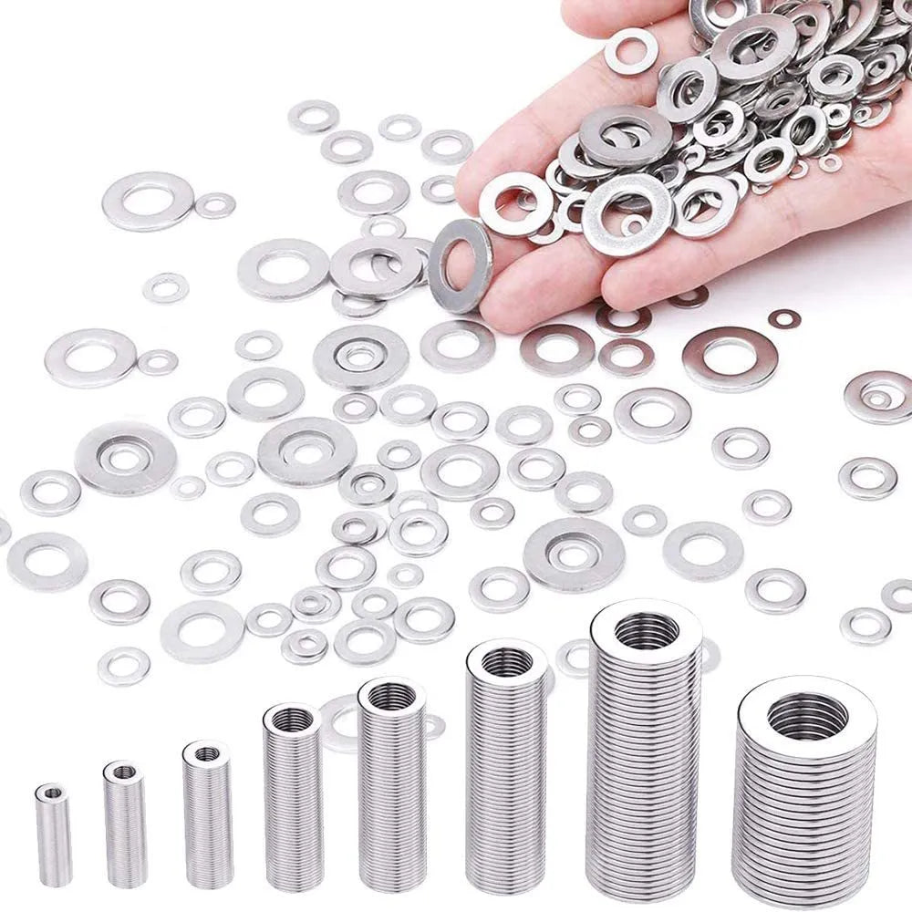 800 piece 304 stainless steel flat washer assortment kit with M2 to M12 sizes