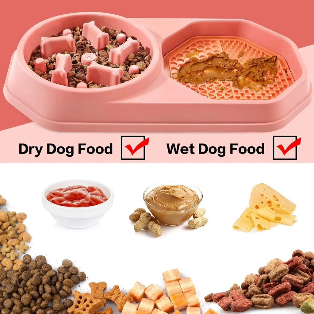37cm diameter slow feeder dog bowl puzzle mat in blue, green, pink or yellow with non-slip base