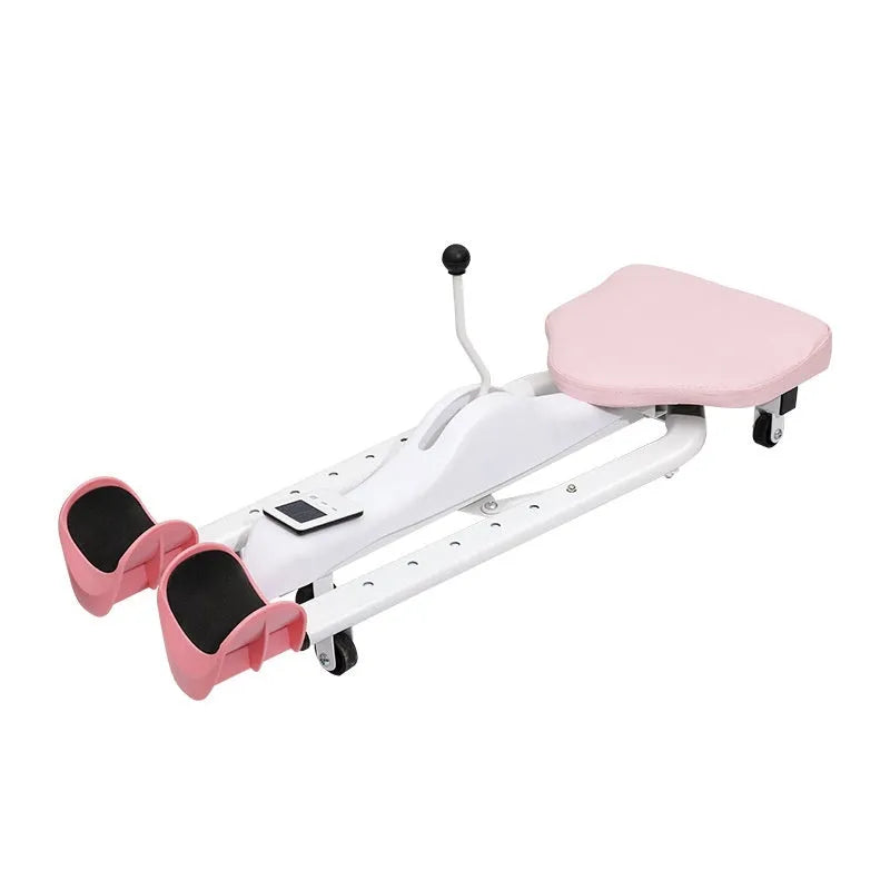 Horse leg opener stretching equipment with steel frame and foam padded straps in pink or blue