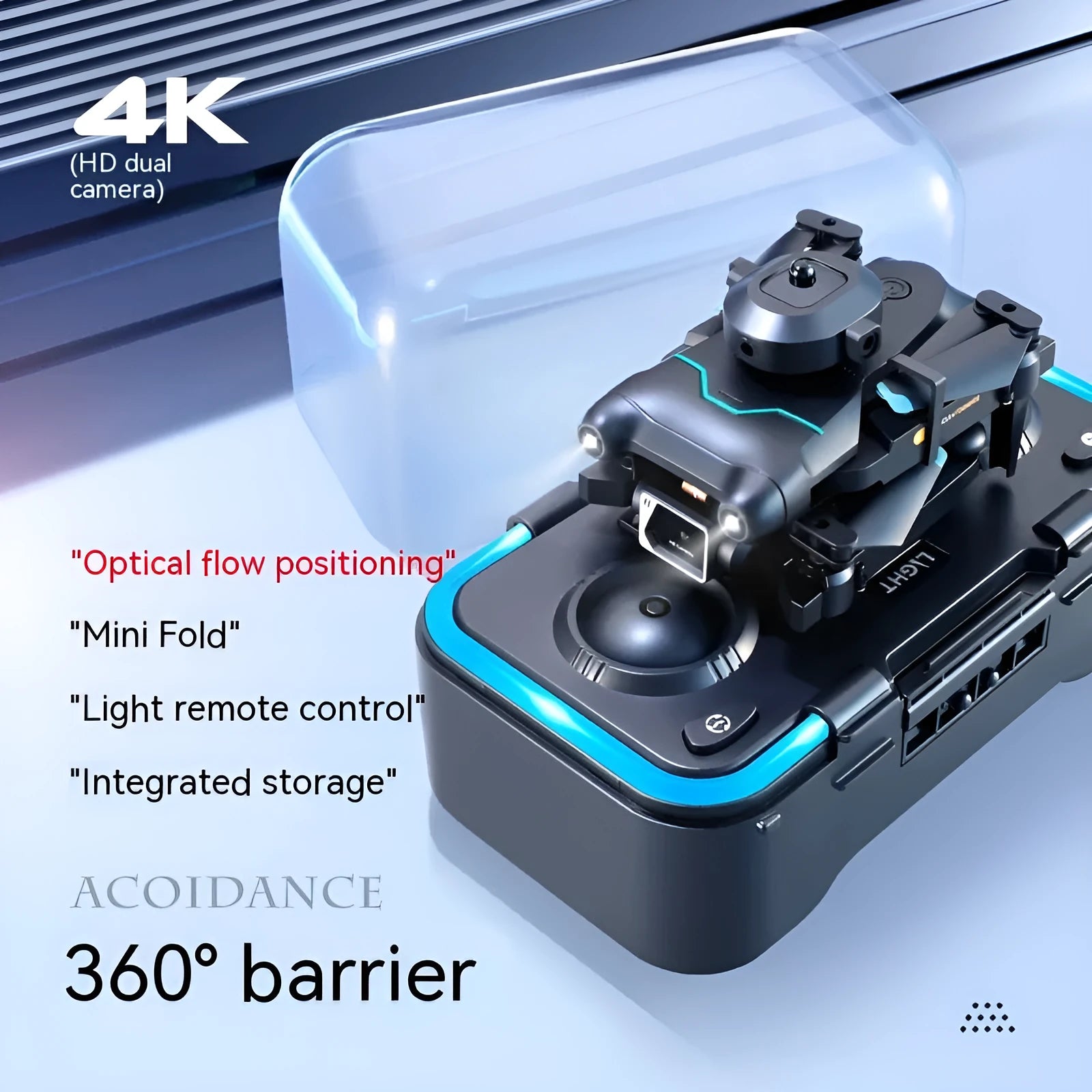 Black S96 obstacle avoidance drone with four-axis design and camera, measuring under 30cm for aerial photography