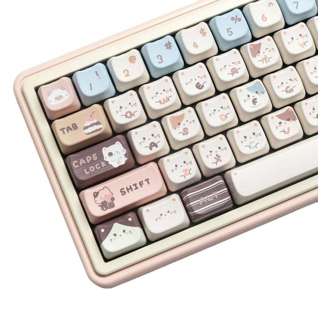 Sea Salt Cat themed PBT key cap set for mechanical keyboards showing two colour suits