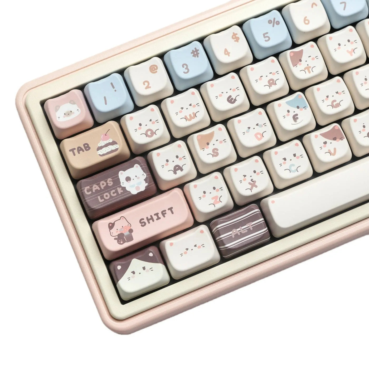 Sea Salt Cat themed PBT key cap set for mechanical keyboards showing two colour suits