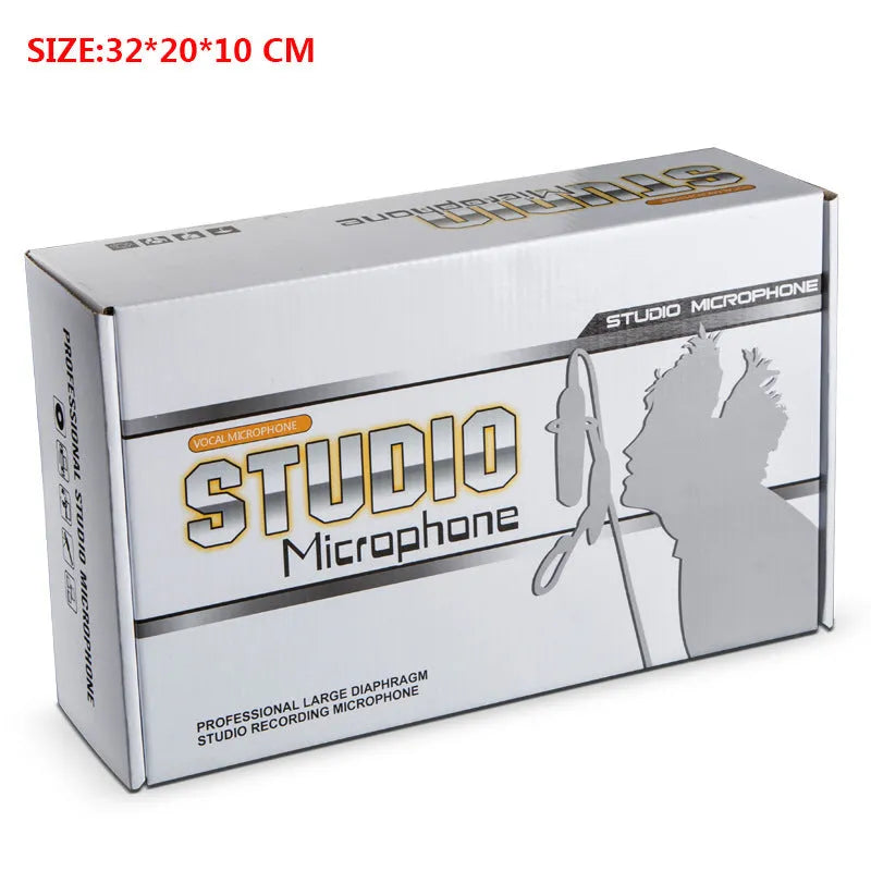Retro-style wireless condenser microphone with cardioid pickup for karaoke, streaming, and recording.