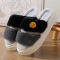 Thermal cotton slippers with plush upper in pink green colour matching, cashmere lining, and non-slip sole