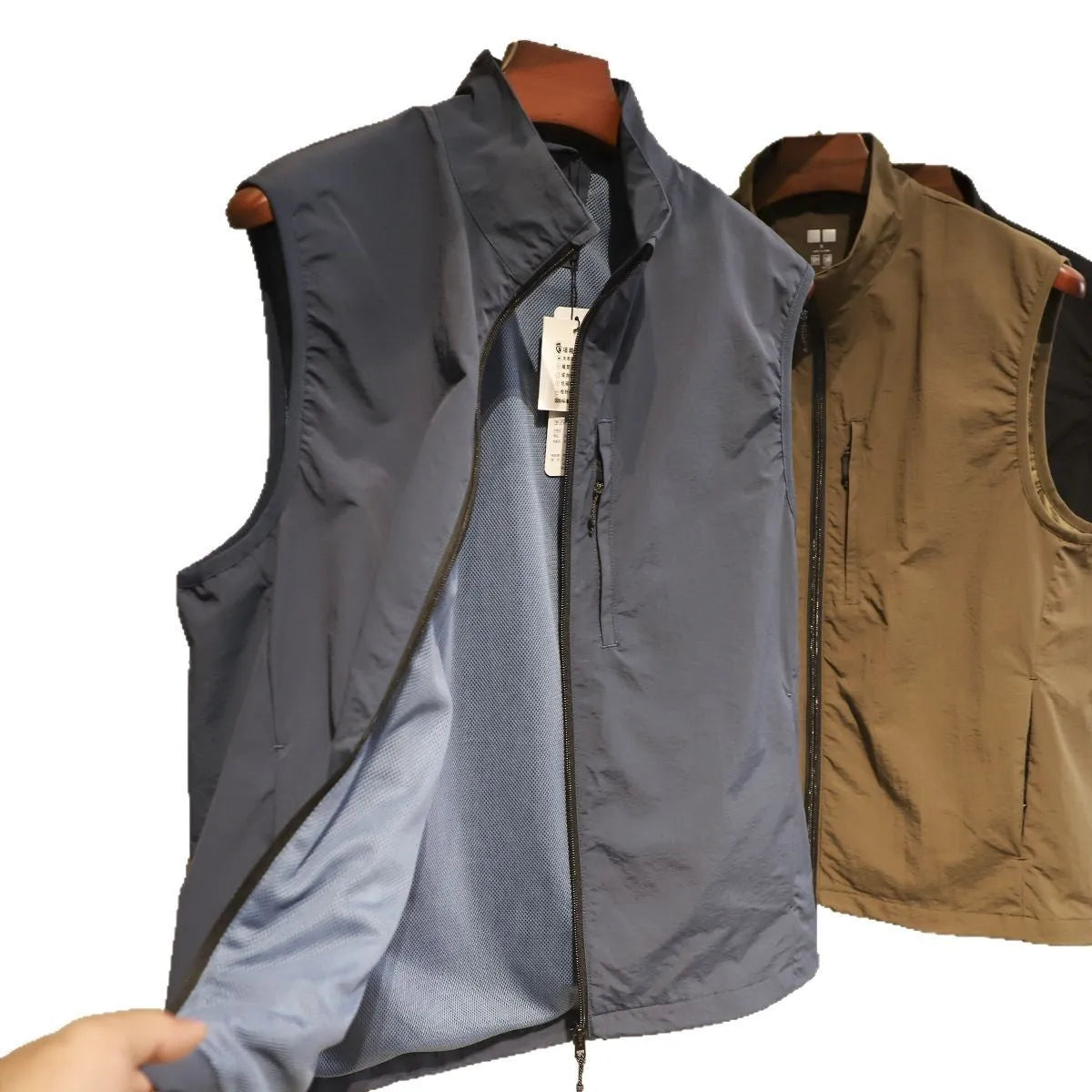 Retro bandage dress style men's quick-drying nylon vest with side seam pockets