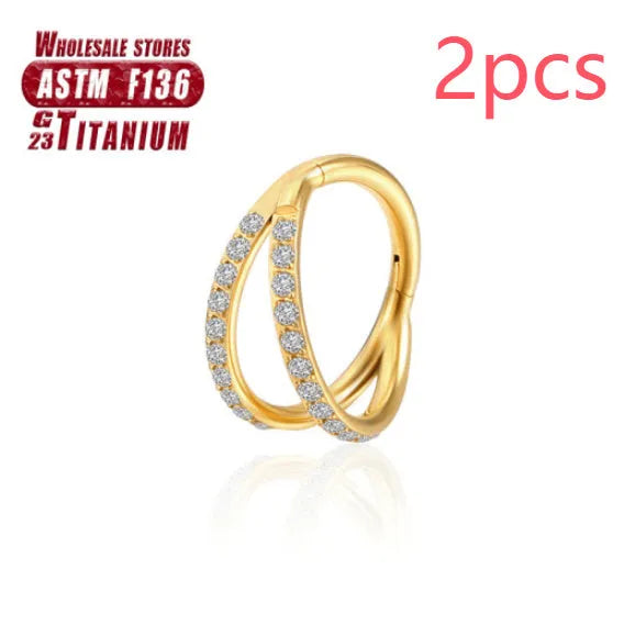 Titanium alloy fork nose ring in silver, available in multiple lengths and with diamond options.