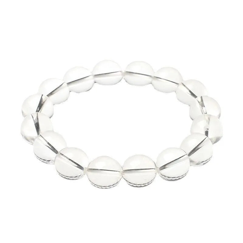 Natural Donghai Old Mine white crystal bracelet with geometric round beads in white water style