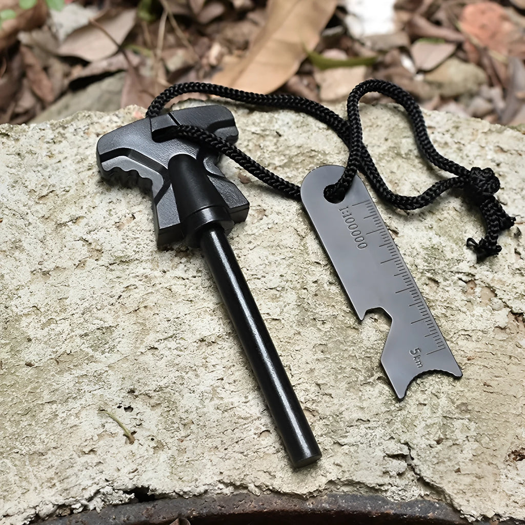 Butterfly-shaped ferro rod firestone with stainless steel doctor blade bottle opener