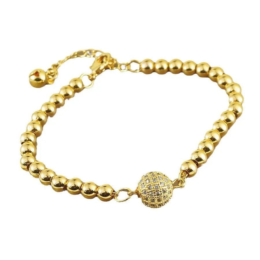 Copper bracelet with zircon stones in Arabic style featuring heart shape design