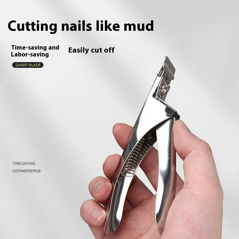 French U-shaped nail scissors in stainless steel with three finish options: black, titanium, and silver.